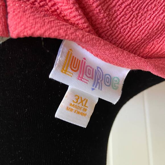 LuLaRoe‎ Womens Dress Size 3XL 3X Amelia Pink Blue Colorblock Textured Flare NEW - Picture 3 of 4